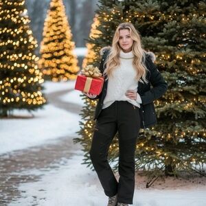 Postropaky Womens 14R Gray Outdoor Snow Ski Pants Waterproof Hiking Insulated